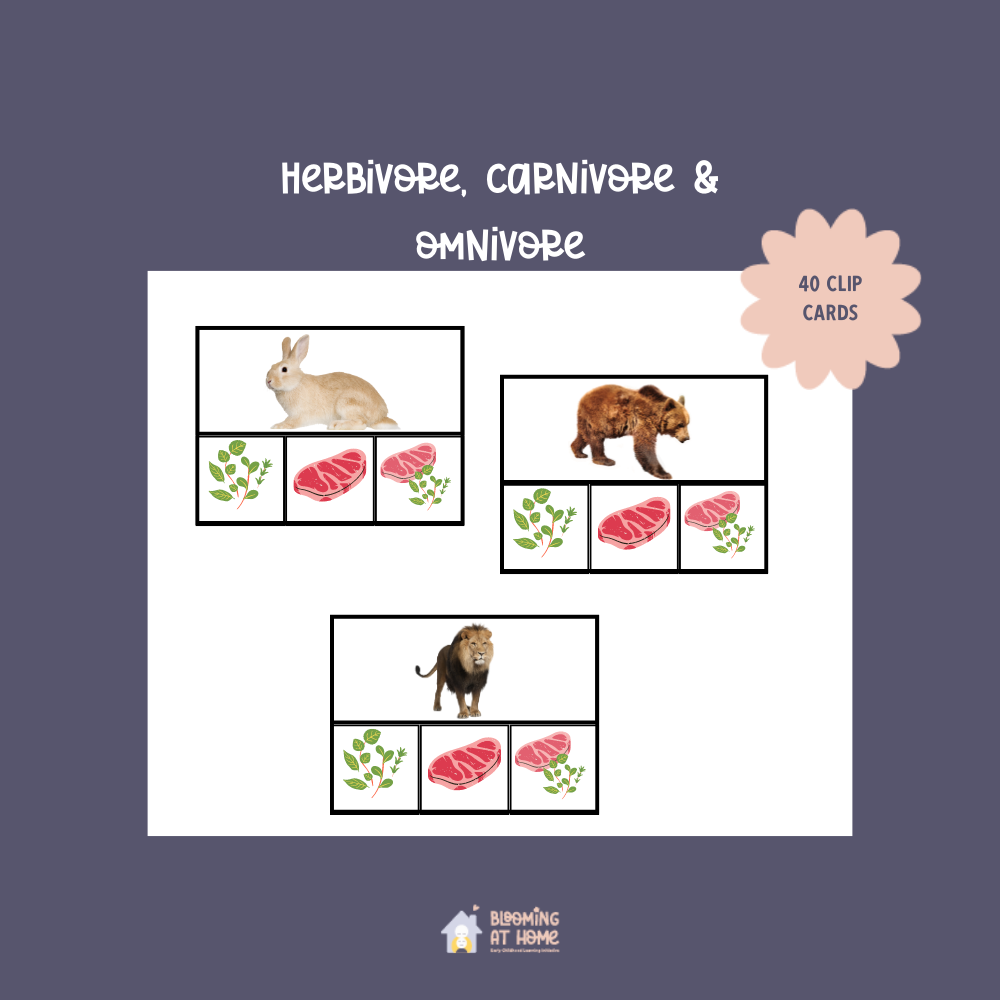 Animal Sorting- Herbivore, Carnivore And Omnivore Clip Cards - Blooming ...